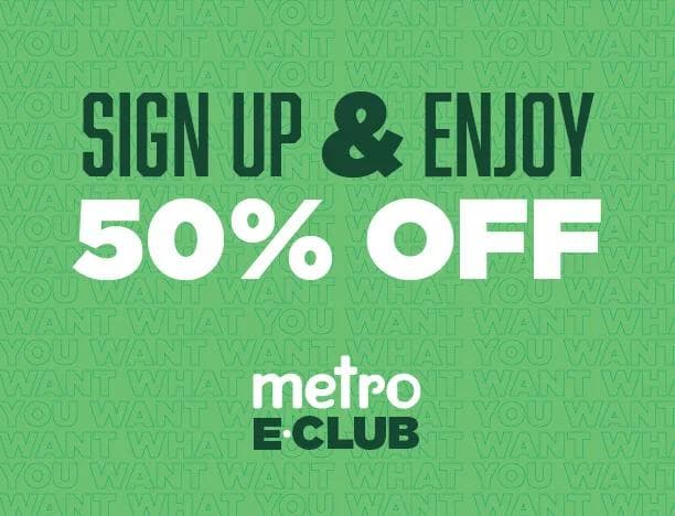 50% Off Your Next Entrée — E-Club Welcome Offer
