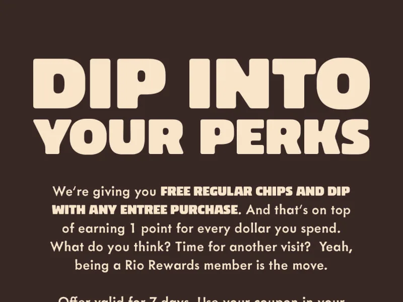 Free Chips & Dip with Entrée - Free Signup