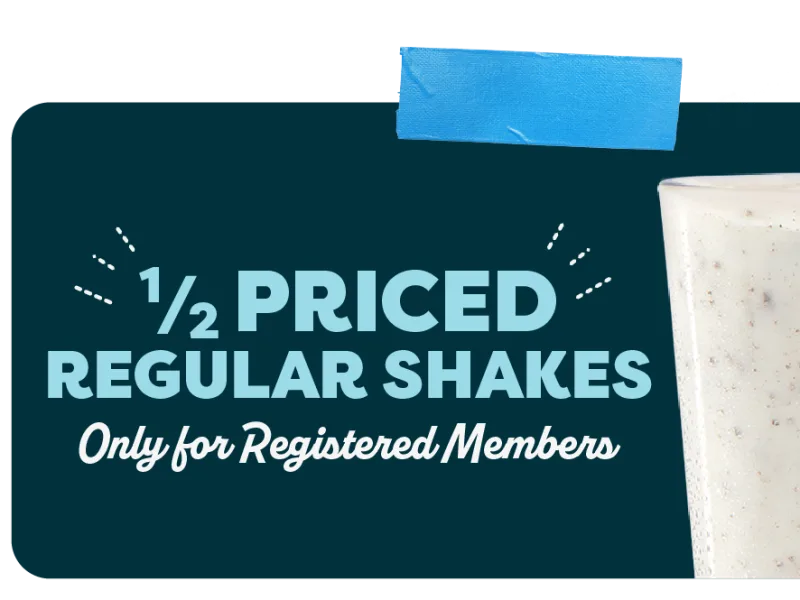 50% Off Milkshakes Mon–Tue 2–7 PM - Rewards Members Only