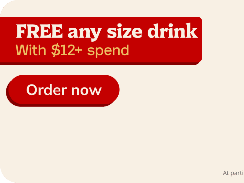 Free Any Size Drink with $12+ Order