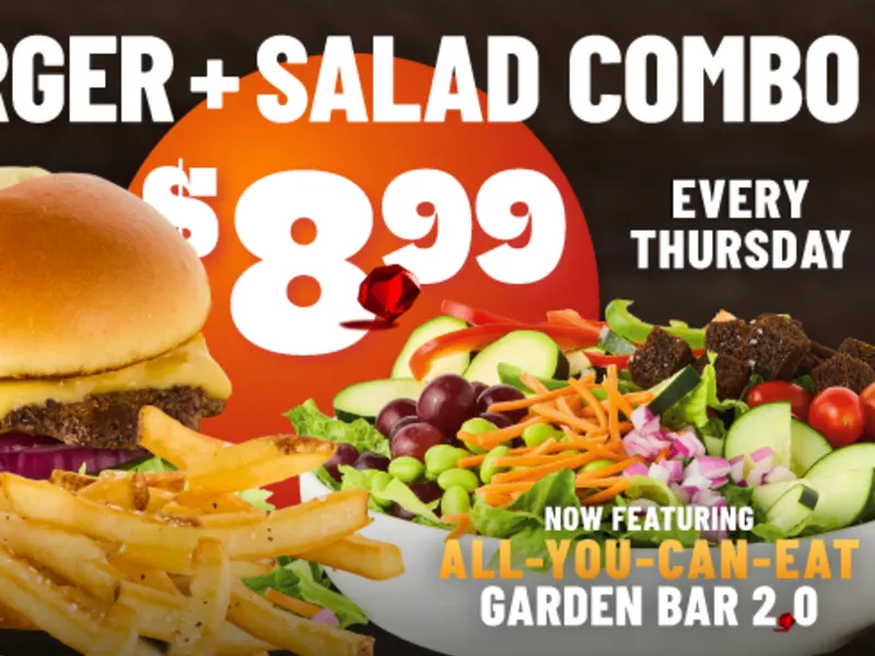 Burger + Garden Bar Combo for $8.99