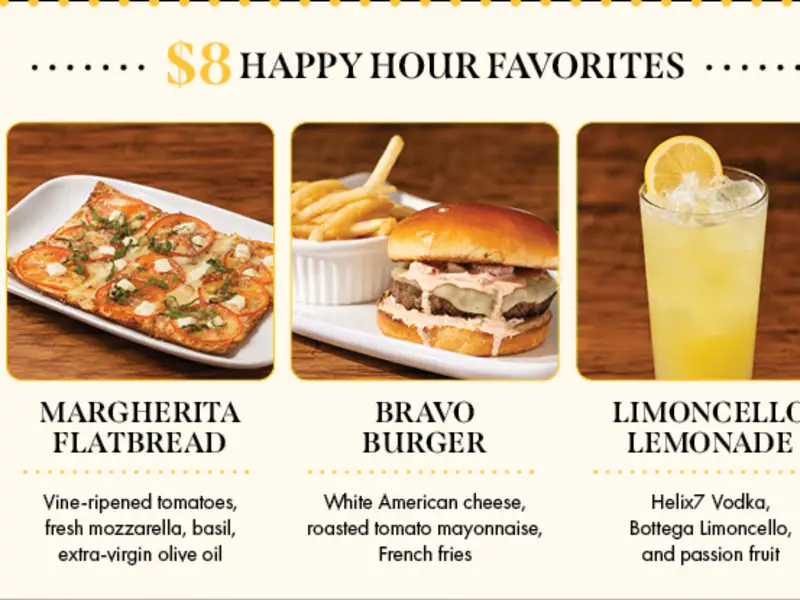 $8 Happy Hour Favorites, Weekdays 3–6PM