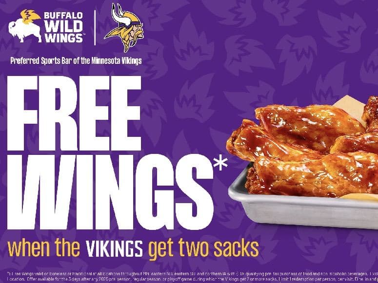 Free Wings When the Vikings Get 2 Sacks
