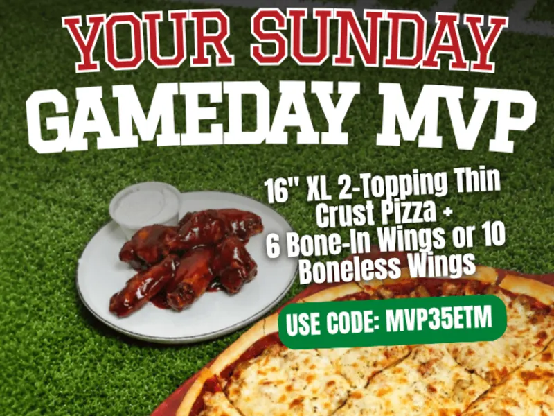 XL Thin Crust Pizza & Wings Combo for $35