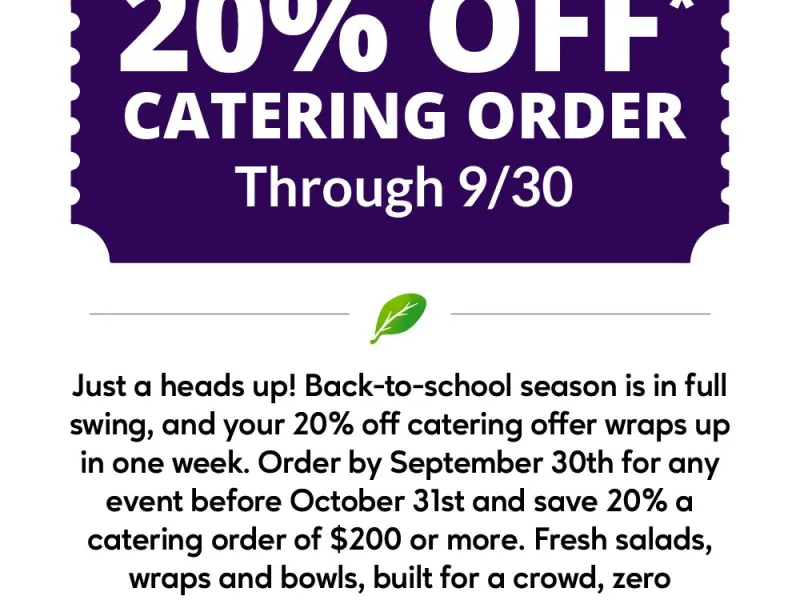 20% Off Catering Orders $200+