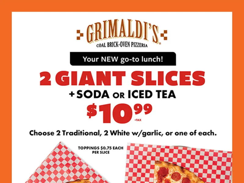 2 Giant Coal-Fired Slices + Drink Lunch Deal