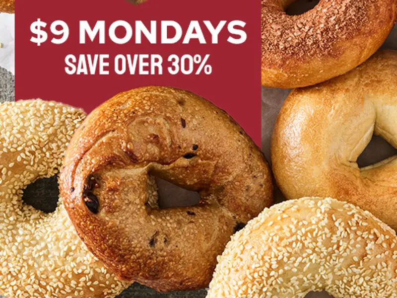 $9 Baker's Dozen Bagels Every Monday - Rewards Members Only