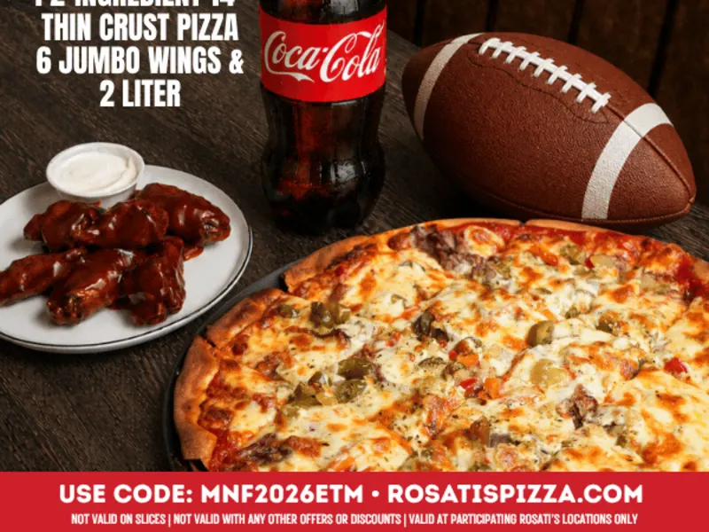 2-Ingredient Pizza, 6 Wings & 2L Coke for $25