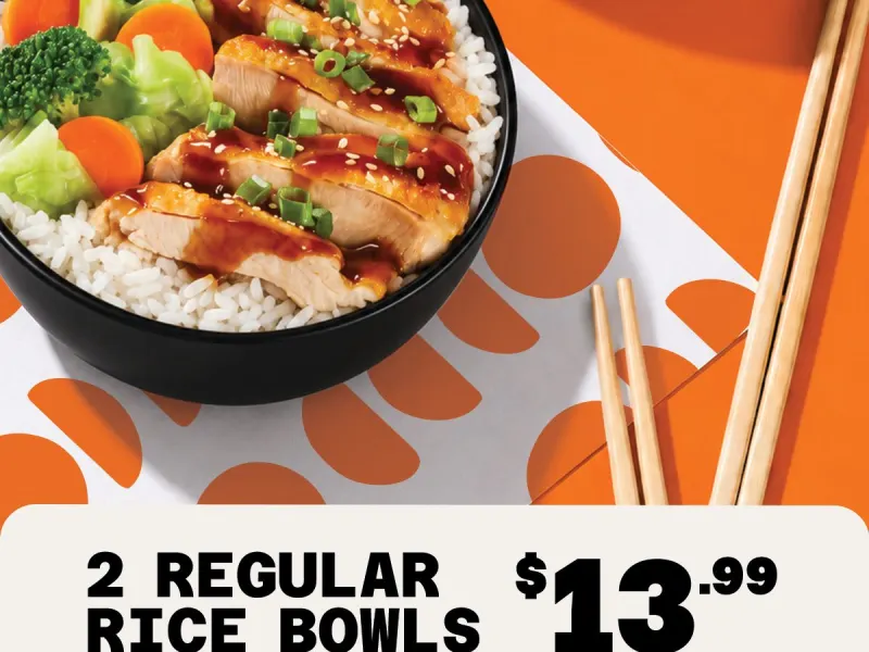 2 Regular Rice Bowls for $13.99 - Rewards Members Only