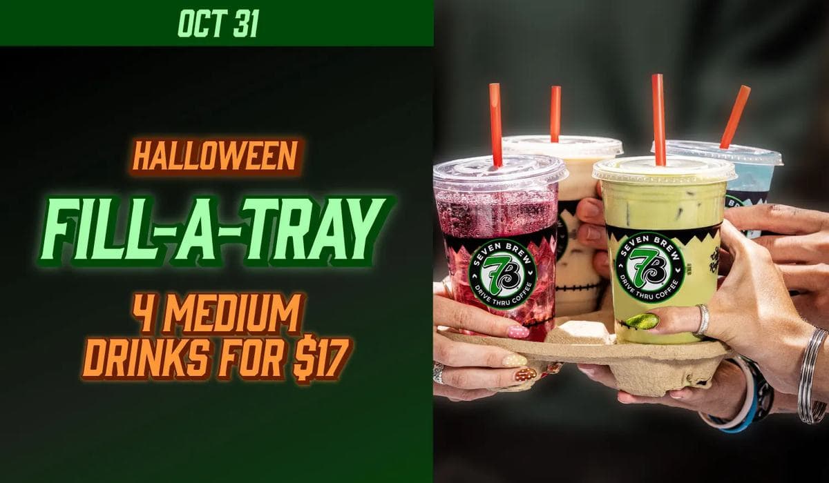 4 Medium Drinks for $17 – Halloween Fill-A-Tray