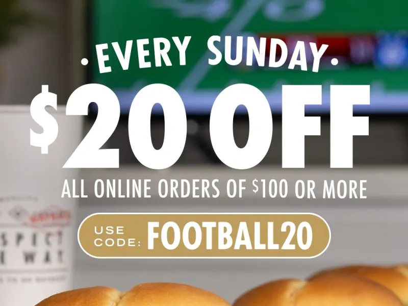 $20 Off $100+ Orders on Sundays