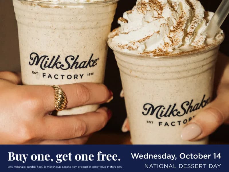 BOGO Free Milkshakes, Sundaes & Floats - National Dessert Day