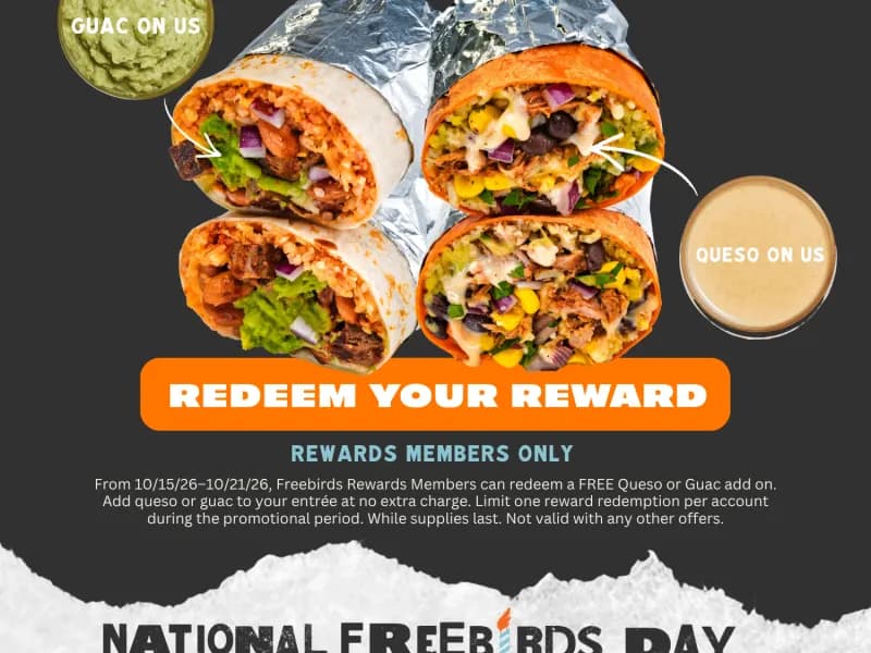 Free Queso or Guac Add-On - Rewards Members Only